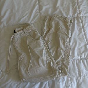 HOLLISTER cream adjustable rise parachute baggy pants SIZE SMALL